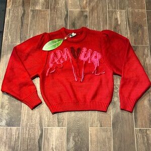 Farm Rio size small Amour Knot Sweater red pink with tags